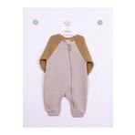 Julayla Reglan Kol Fermuarlı 3 iplik Bebek Tulumu HARDAL 6-9 AY