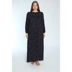 Juliet Deluxe Kadın Büyük Beden Dokuma Viskon Kumaş Uzun Kollu Elbise /Laci-Kahve - 33393