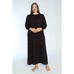 Juliet Deluxe Kadın Büyük Beden Dokuma Viskon Kumaş Uzun Kollu Elbise /Siyah-Kırmızı - 33393