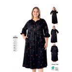 Juliet Deluxe Kadın Büyük Beden Jakarlı Saten Pamuklu Viskon Kumaş Desenli Elbise / Siyah-kırmızı 35066