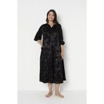 Juliet Deluxe Kadın Jakarlı Saten Pamuklu Viskon Kumaş Desenli Elbise /Siyah-Kırmızı - 35067