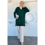 Julude Desenli Ön Düğmeli Tesettür Triko Hırka (M-L-Xl Uyumludur) P-00018882 - Zümrüt Yeşili - Standart