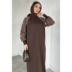 Julude Kollar Taş Işlemeli Tesettür Triko Elbise P-00020954 - Kahve - Standart