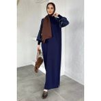 Julude Kollar Taş Işlemeli Tesettür Triko Elbise P-00020954 - Lacivert - Standart