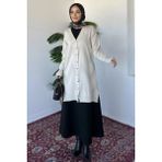 Julude Ön Düğmeli Desenli Tesettür Triko Hırka (M-L-Xl Uyumludur) P-00018881 - Bej - Standart