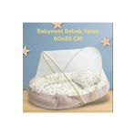 JULYA KİDS Babynest Waffle Pike Ve Pamuk Kumaş Yeni Tasarım Cibinlik Bebek Beşik Yatağı 60*85 Cm