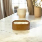 Julzen Home Design Oval Minimal Beton Kutu Sedir Ağacı Kokulu Soya Mumu - Kahverengi
