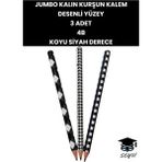 Jumbo Kalın Kurşun Kalem Desenli Yüzey 3 Adet 4B Koyu Siyah Derece Renkli Tasarım