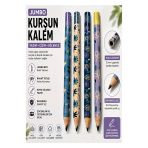 Jumbo Kurşun Kalem 4 Adet Silka 1523 Çiçekli Jumbo Kalın Kalem Hb Kolay Tutuş Dereceli Kalem Kurşun Kalem