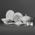 Jumbo Safari 62 Parça 12 Kişilik Beyaz Yemek Takımı Fine Bone Malzemeden Modern Tasarım - .