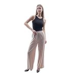 JUMENT %100 Iyocell Akıcı Şık Kumaş Yüksek Bel Beli Lastikli Yan Cepli Bol Paça Pantolon -Taş