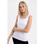 Jument 6081 Kare Yaka Kolsuz Likralı Pamuklu Kumaş Body