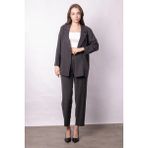 Jument Kadın Baharlık Kumaş Rahat Kesim Yakalı Cepli Kolu Katlamalı Boyfriend Blazer Ceket-Antrasit - 38