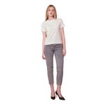 JUMENT Kadın Sıfır Yaka Kırışmaz Span Karışımlı Şık Kısa Kol Likralı T-shirt Bluz-Krem