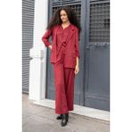 Jument Kadın Süet Dokulu Kumaş Yakalı Capri Kol Cep Kapaklı Blazer Ceket-Bordo - 42