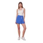 JUMENT Kadın Yüksek Bel Dokuma Kumaş Midi Boy Şort Etek (boy:38cm +-2cm)-Saks