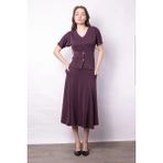 Jument Kadın Yumuşak Dokulu Esnek Kumaş Yüksek Bel Beli Lastikli Cepli Midi Boy Dizaltı Etek-Bordo - XL