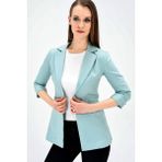 Jument Kapri Truvakar Kol Süs Cepli Kopçalı Ofis Blazer Kumaş Ceket-Mint - 36
