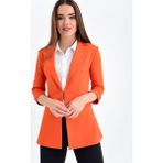 Jument Kapri Truvakar Kol Süs Cepli Kopçalı Ofis Blazer Kumaş Ceket-Oranj - 42