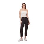 JUMENT Keten Yüksek Bel Pileli Beli Lastikli Kemerli Boyfriend Pantolon-Siyah
