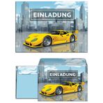 JuNa-Experten 8 çocuk doğum günü için RENNAUTO/Rennsportwagen/Yarış arabaları/Auto/davetiye doğum günü için davetiye kartları erkek Sarı 00047
