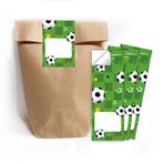 Junapack 12 Hediye Çantası (Doğal) + 12 Futbol Çıkartması Parti Çantaları için Çocuk Doğum Günü Partileri Erkek Çocukları için Misafir Hediyesi