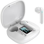 Junchang JS36 Beyaz Bluetooth Kulaklık 5.0TWS Şarj Bölmeli Yarı Kulak İçi Stereo Kulaklık
