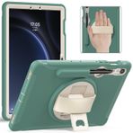 Junfire Galaxy Tab S9 FE 5G/S9 için Stylus Tutuculu Koruyucu Kılıf, Samsung Tab S8/S7 11 inç Kickstand/El Kayışı ile Darbeye Dayanıklı Kapak - Zümrüt Yeşili