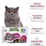 Jungle Çift Lezzet Kısırlaştırılmış Kedi Maması Somon & Sığır 100 Gr. * 4'lü Paket Flowpack