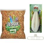 Jungle Muhabbet Kuşu Yemi 500 gr 2027 Skt Taze Yem + Exovit Kalamar Kemiği 10-12 cm + Kalamar Tutucu