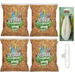Jungle Muhabbet Kuşu Yemi 500 gr x 4 Adet 2027 Skt Taze Yem + Exovit Kalamar Kemiği 10-12 cm + Kalamar Tutucu