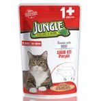 Jungle Pouch Dana Eti Parçalı Soslu 24x100 gr Yetişkin Kedi Konservesi