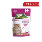 Jungle Pouch Sığır Eti Parçalı Kısırlaştırılmış 24x100 gr Kedi Konservesi