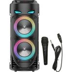 Junglee Bluetooth 5.0 Karaoke Mikrofonlu Taşınabilir Hoparlör LED Işıklı Kablosuz Speaker 1200 mAh