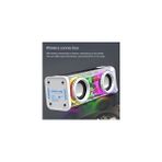 Junglee Bluetooth Hoparlör Tws Özellikli 2X5W LED Işıklı Fm Radyo USB Sd Kart Giriş Kablosuz Şarjlı Speaker - Beyaz