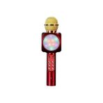 Junglee LED Işıklı Şarjlı Kablosuz Karaoke Mikrofon Bluetooth Hoparlör Ses Değiştirme Sd Kart USB Girişli - Kırmızı