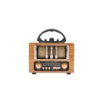 Junglee Nostaljik Radyo Şarjlı Bluetooth Hoparlör Taşınabilir Sd Kart USB Girişli Mini Speaker - Kahverengi
