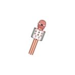 Junglee Şarjlı Kablosuz Karaoke Mikrofon Bluetooth Hoparlör Ses Değiştirme Özellikli Sd Kart USB Girişli - Pembe