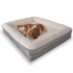 Jungolica Felix Köpek Yatağı Gri Küçük 55x75 cm, Visco Sünger,%100 Su Geçirmez Alez, Çıkarılabilir Yıkanabilir Kılıf, Kaydırmaz Taban, Teddy Dokulu Kedi & Köpek Minderi