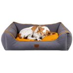 Jungolica Lucy Köpek Yatağı 75 × 95 × 22 cm Gri Hardal - Büyük Irklar İçin Pet Yatağı, Yumuşak Minderli, Yıkanabilir, Hızlı Kuruyan, Ortopedik Konfor Köpek Yatak (XL)