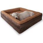 Jungolica Pet Products Felix, Visco Süngerli, Ultra Yumuşak, %100 Su Geçirmez Alezli, Konforlu Kedi ve Köpek Yatağı - Kahverengi - 55 x 75 cm