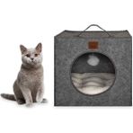 Jungolica Pet Products Kitty, Kutu Şeklinde, Çift Taraflı Çıkarılabilir Minderli, Keçe Kedi Yatağı (40 x 40)