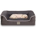 Jungolica Sezar Kedi ve Köpek Yatağı Antrasit 55x75 cm, Ortopedik Visco,%100 Su Geçirmez Alez, Çıkarılabilir Yıkanabilir Kılıf, Yan Destekli, Kaydırmaz Taban