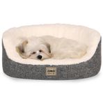 Jungolica Tobby Kedi ve Köpek Yatağı Beyaz 42X50X20 cm, Sakinleştirici Tasarım, Yükseltilmiş Yan Destek, Ultra Yumuşak, Çift Taraflı Yıkanabilir Minder, Çıkarılabilir Kılıf, Kaydırmaz Taban Yatak S