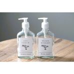 JUNİBELİW 2li Set Beyaz Etiket Şeffaf Yassı Cam Şişe Bulaşık Deterjanlık Sıvı Sabunluk 2X200ML