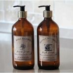JUNİBELİW 2'li Set Gold Vintage Cam Şişe Bulaşık Deterjanlık Sıvı Sabunluk Etiketli 2X500 ml