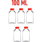 JUNIBELIW 5 Adet 100 ml Shot Ginger Şişe Cam Şişe Kırmızı Kapaklı Kolonya Koku Süs Küçük Cam Şişe 5X100ML