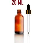 JUNİBELİW 5 Adet 20 ml Amber Cam Gold Metal Kapaklı Cam Damlalıklı Boş Çok Amaçlı Yağ Esans Şişesi 5X20 ml