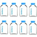 JUNİBELİW 8 Adet 50ML Cam Şişe Mavi Plastik Kapaklı Çok Amaçlı Shot Şişesi Meyve Suyu Shot Şişesi 8X50ML