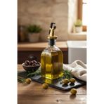 JUNIBELIW Köşeli Frask Cam Şişe Sofra Üzeri Yağdanlık 250ML Sirke Limon Yağ Şişesi Sirkelik, Limonluk (Gold)